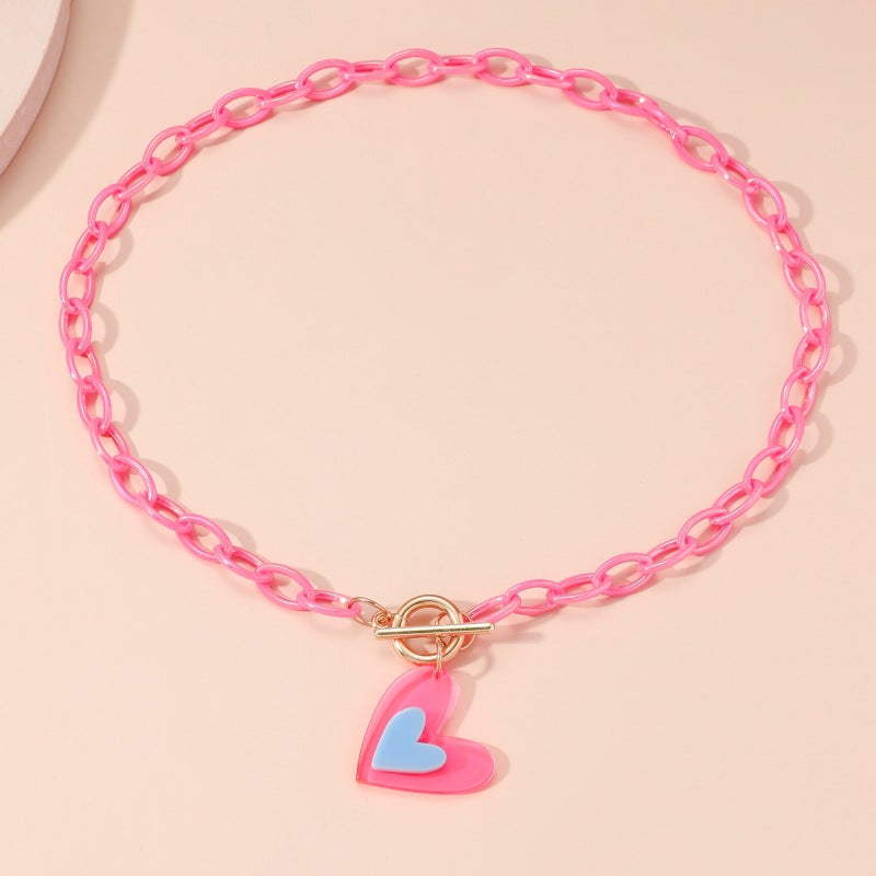 Wholesale Valentine's Day Acrylic Peach Heart Clavicle Chain