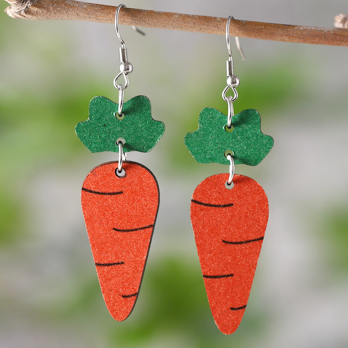Wholesale Easter rabbit chicken striped egg carrot color hollow pendant double-sided earrings