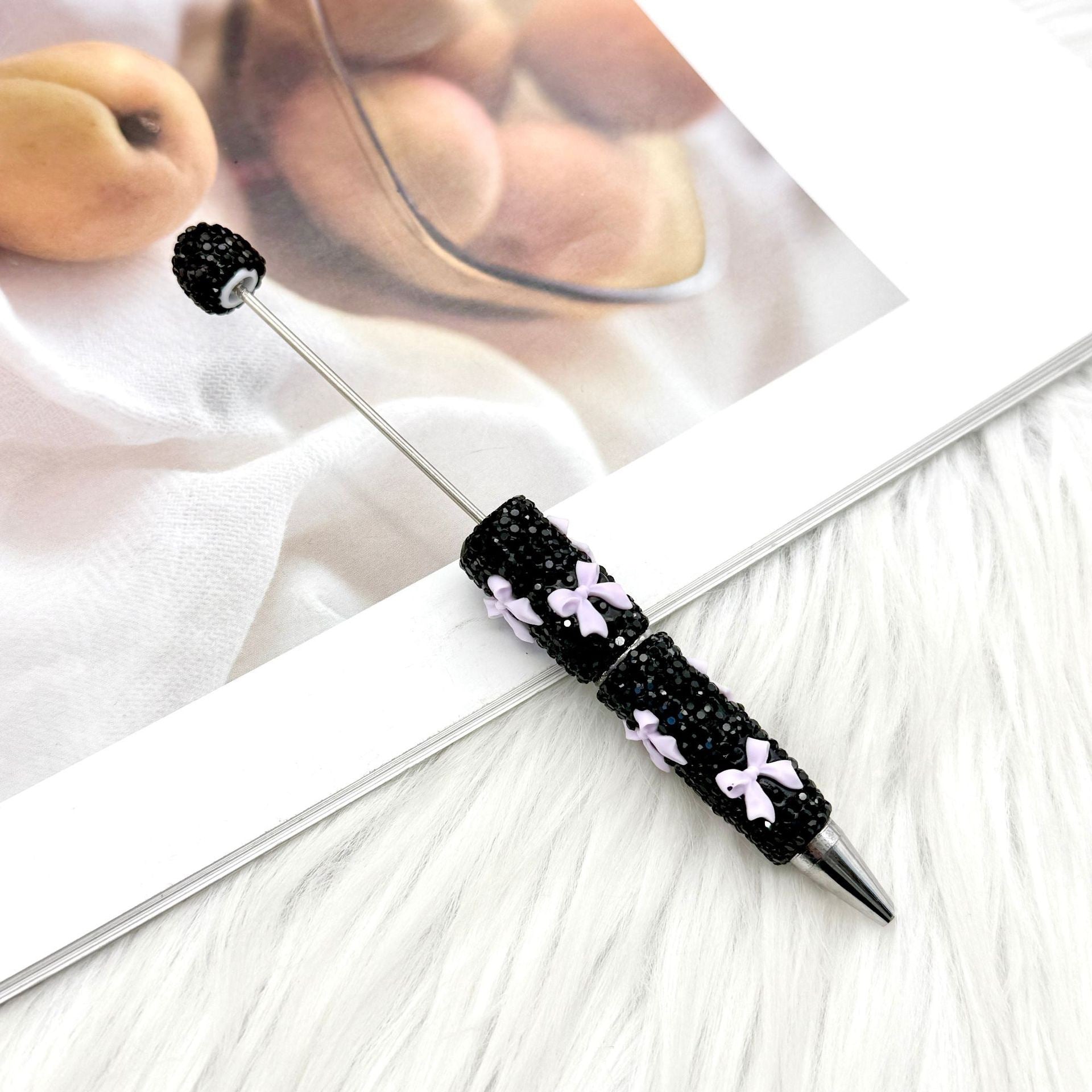 Wholesale 2pcs DIY Bow Full Rhinestone Beaded Pen Valentine' s Day Gift Pen