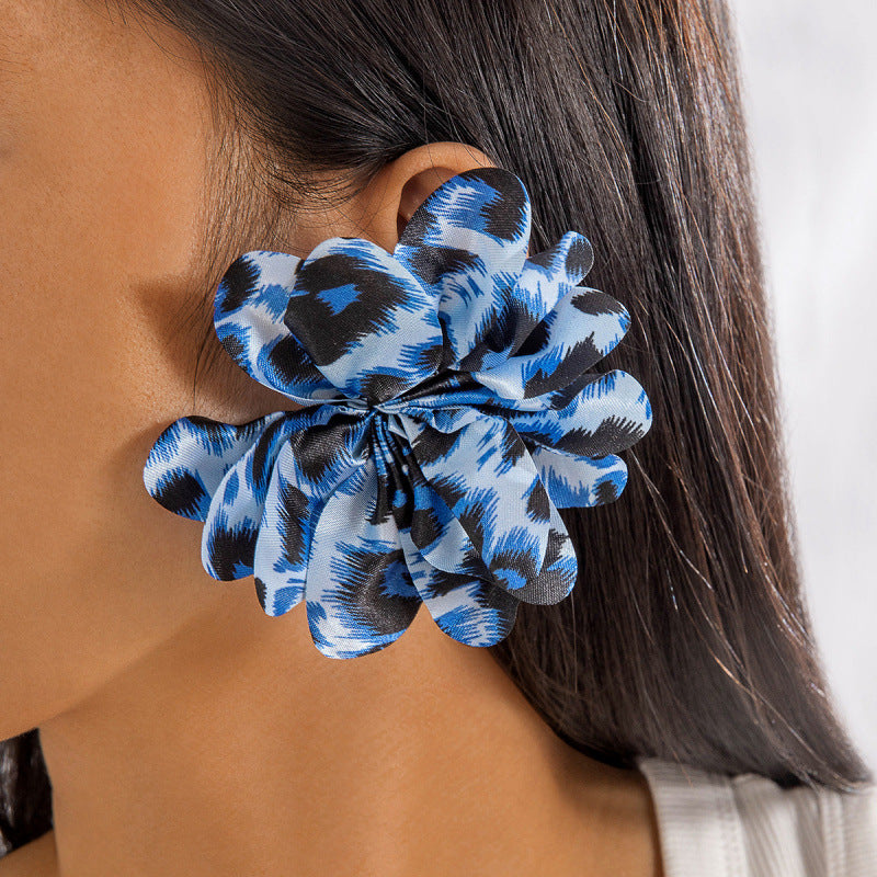 Wholesale Colorful leopard print fabric earrings