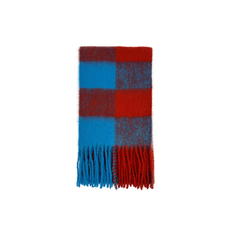Wholesale Wool Retro Large Plaid Autumn and Winter Warm Soft Atmosphere Scarf