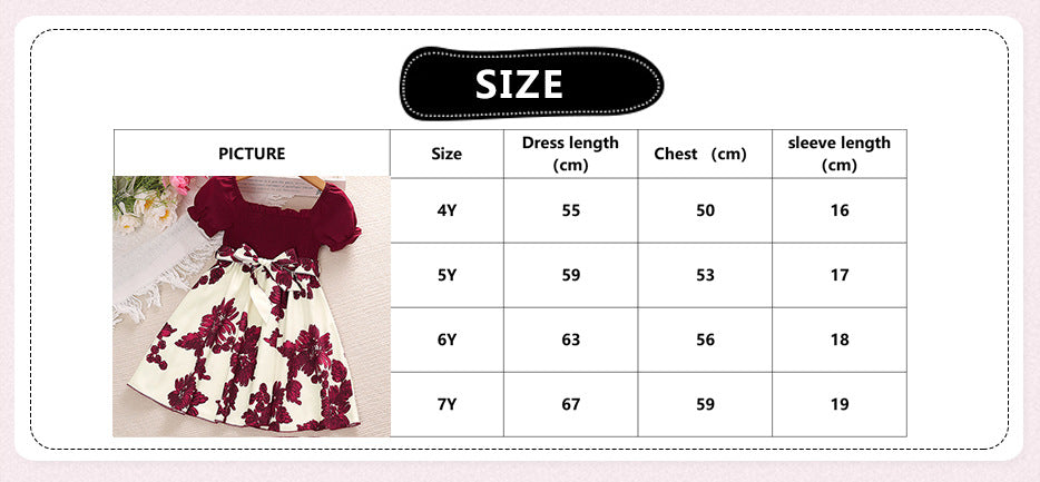 Wholesale Girls Short Sleeve Printed Princess Dress