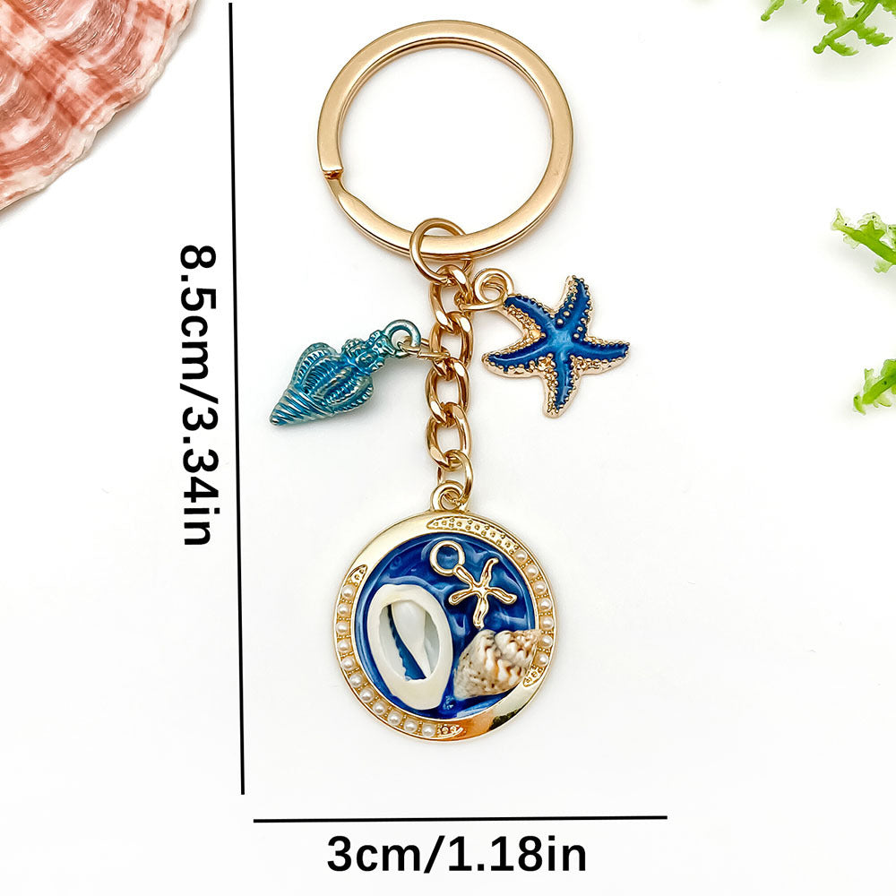 Wholesale Ocean Sea Star Beach nut Tree Conch Turtle Metal Keychain
