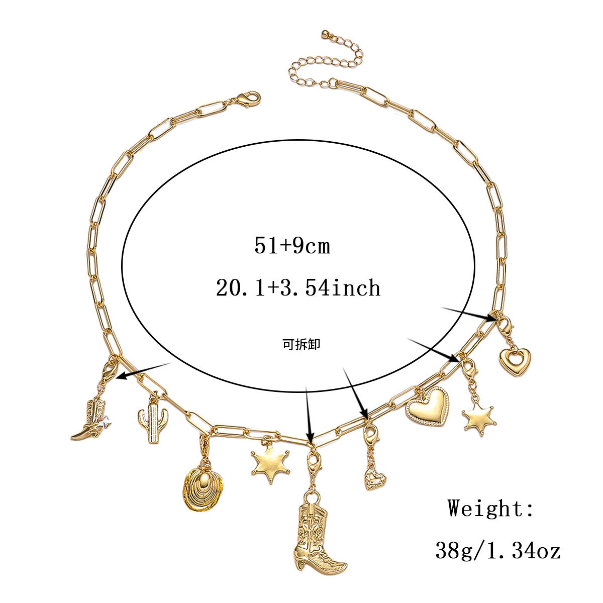 Wholesale Devil Eye Design Multi-Pendant Removable Zinc Alloy Necklace