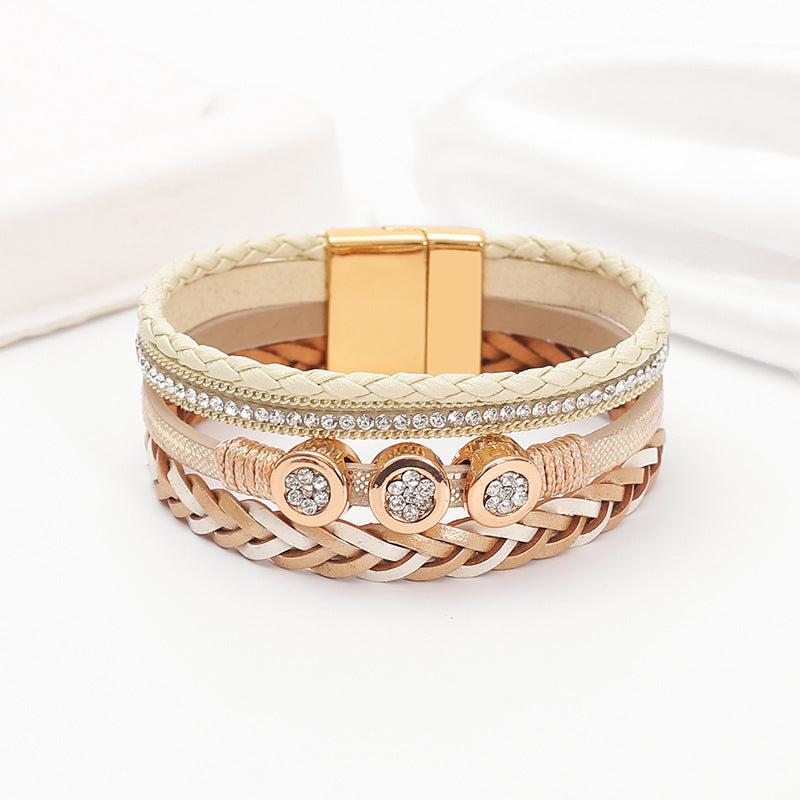 Wholesale PU leather woven bracelet,  Bohemian style bracelet