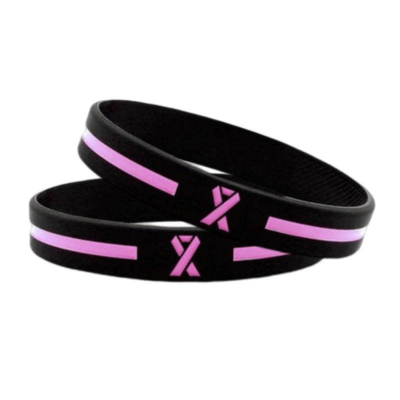 Wholesale 1000pcs Caring for Women’s Health Pink Ribbon Promotion Prevention Awareness Breast Gland Silicone Bracelet