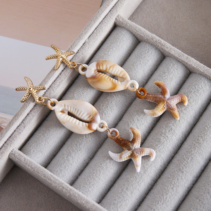 Wholesale Hawaiian style simulated shell and starfish earrings set