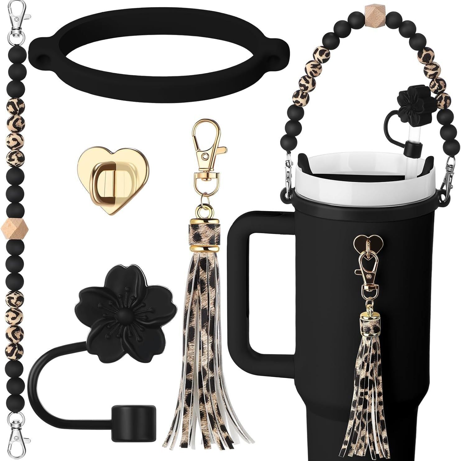 Wholesale Cup with colorful silicone cup cover, hand rope, cup chain, flower straw