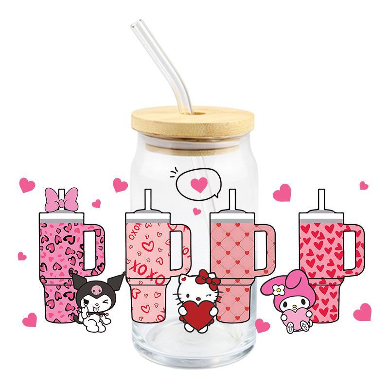 Wholesale 5pcs Cartoon Valentine' s Day  16oz Cup UV DTF Wraps OLY Exclusive