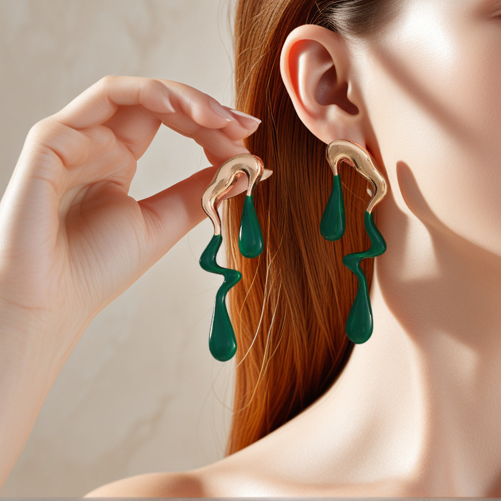 Wholesale Liquid irregular droplet geometric earrings