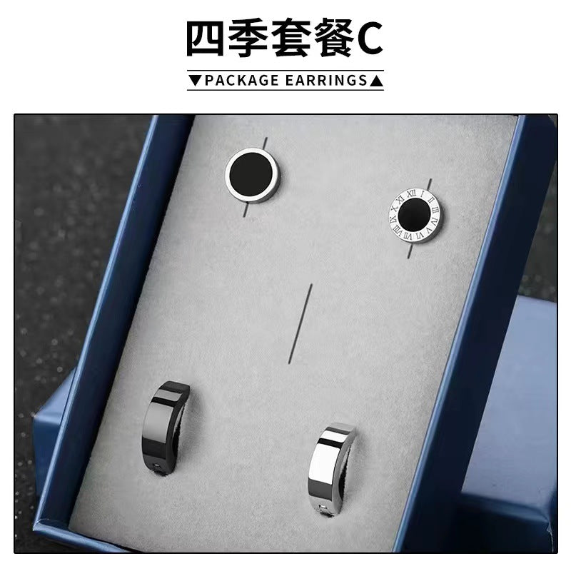 Wholesale Minimalist Titanium Steel Individual Personalized Set Trendy Earrings