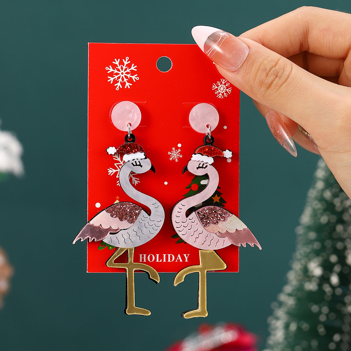 Wholesale Christmas cartoon diamond alloy earrings