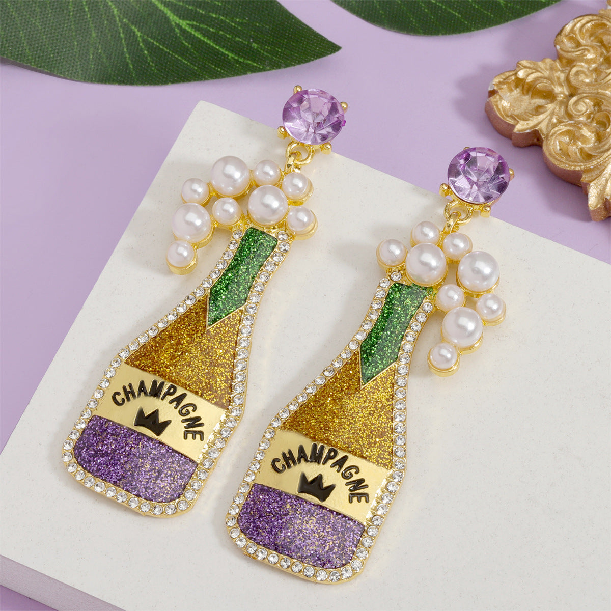 Wholesale St. Patrick's Day Carnival Color-blocked Oil Drop Personality Fashion Street Party Earrings