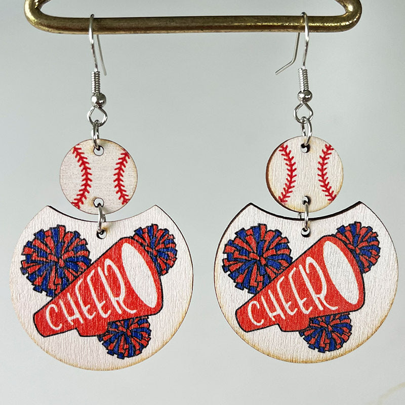 Wholesale 2pairs/pack Baseball Cheerleading Multicolor Baseball Earrings