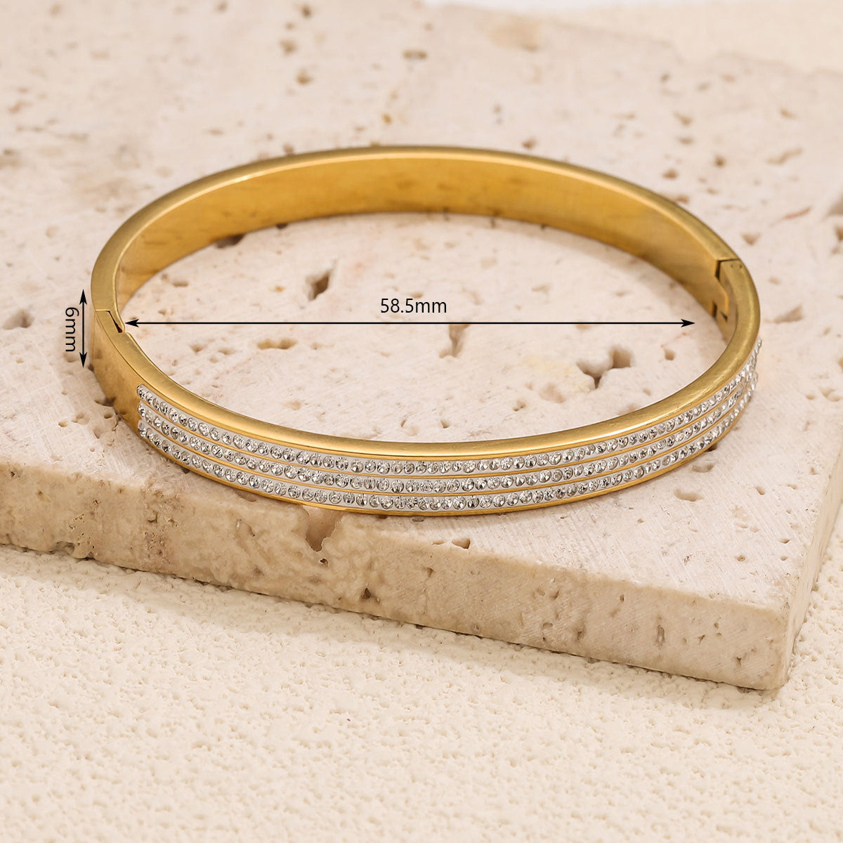 Wholesale Stainless Steel Slim Waist Bracelet with Diamond Inlay