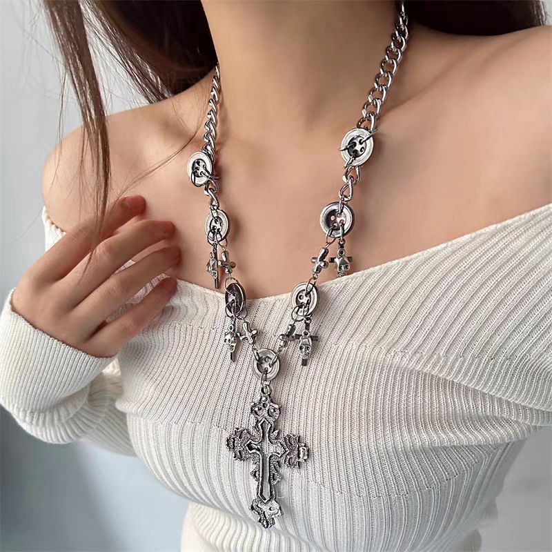 Wholesale Vintage Dark Cross Bead Necklace