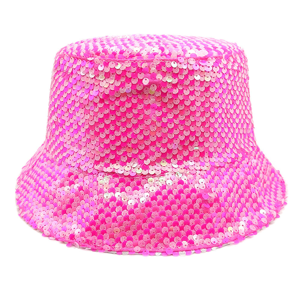 Wholesale Colorful sequin hat double-sided sun hat sun protection bucket hat
