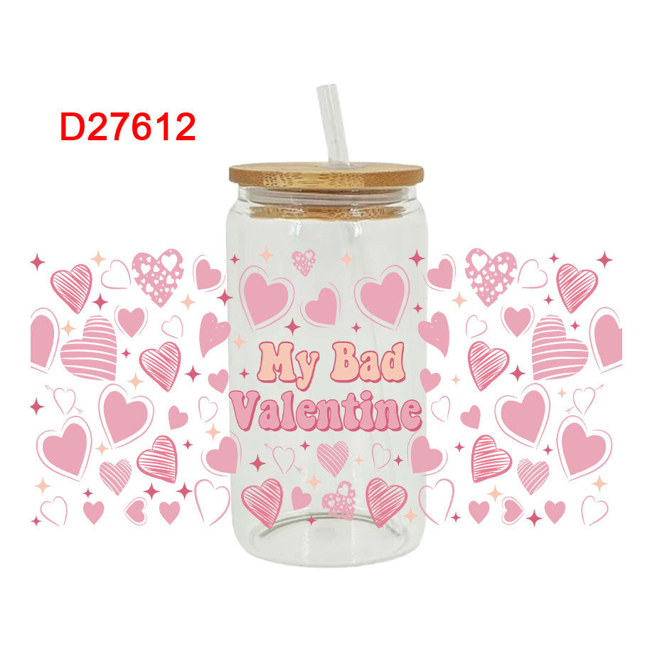 Wholesale Pink Car Love Valentine's Day 16oz Cup UV DTF Wraps