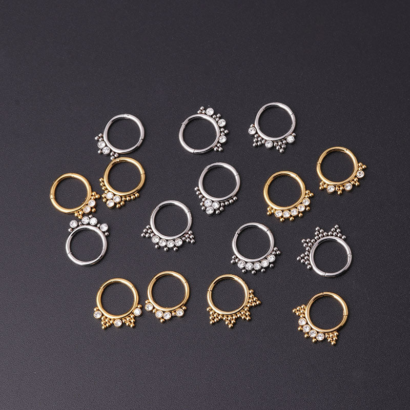 Wholesale stainless steel diamond ear nose puncture nose ring body puncture jewelry Daith ring