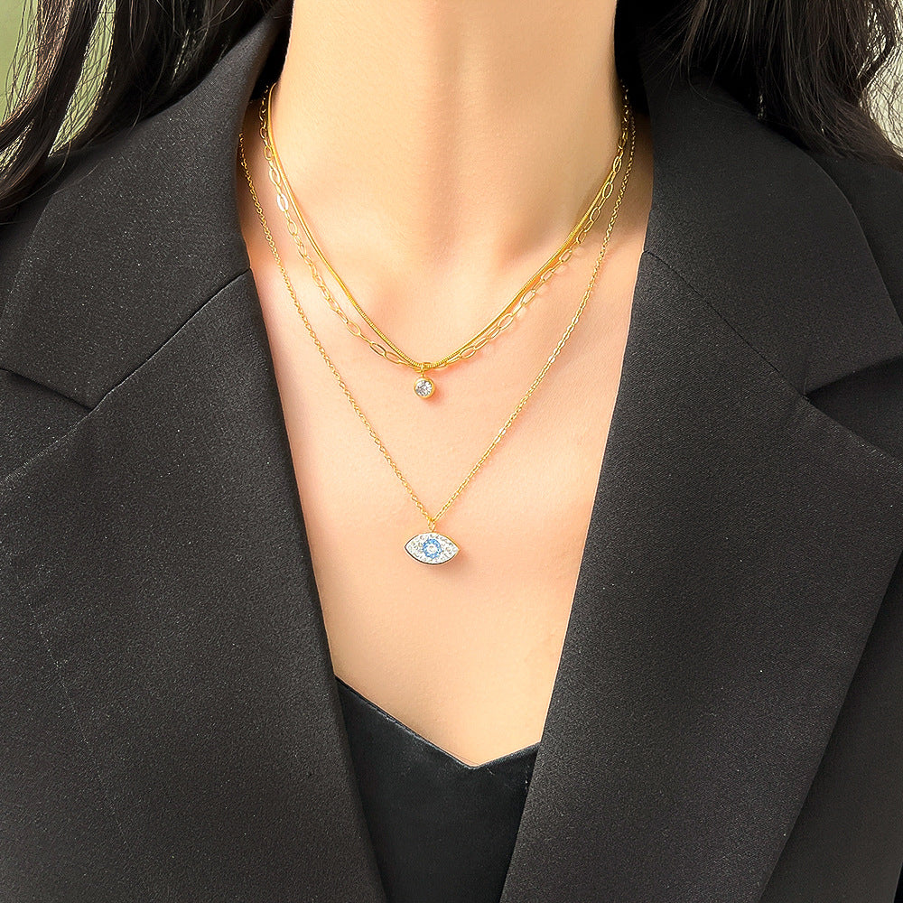 Wholesale Bohemian Turquoise Eye Titanium Steel Necklaces