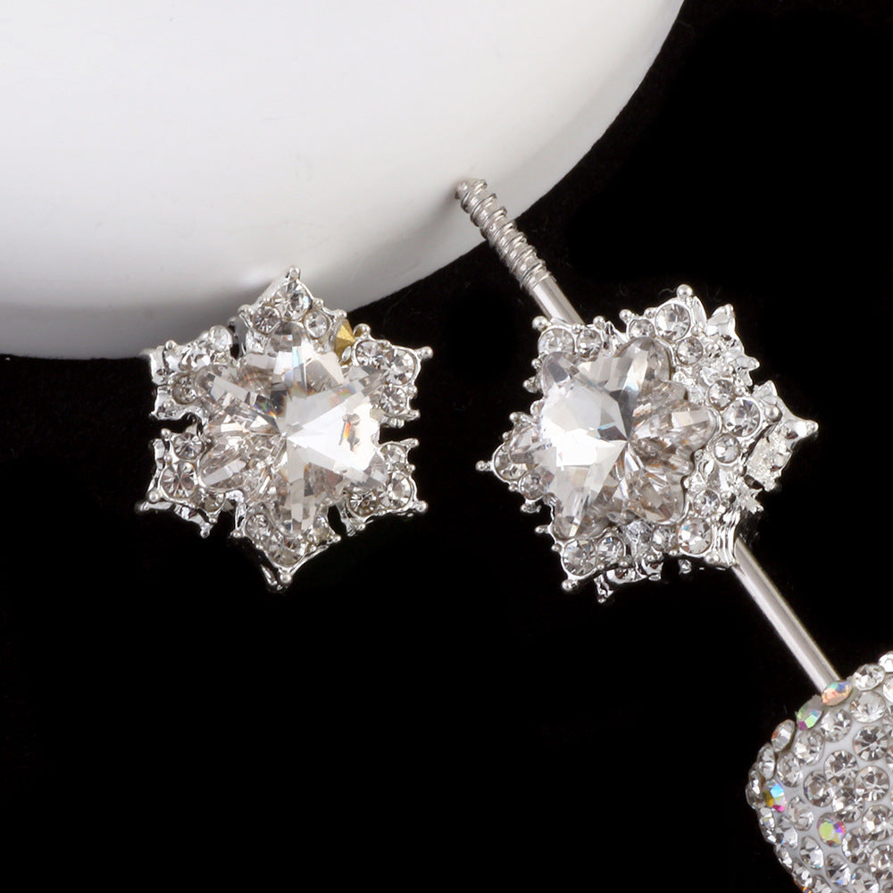 Wholesale Double-sided Alloy Hexagonal Star Snowflake Zircon Straight Hole Beads