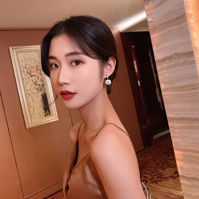 Wholesale White Copper Full Diamond Micro Inlaid Earrings