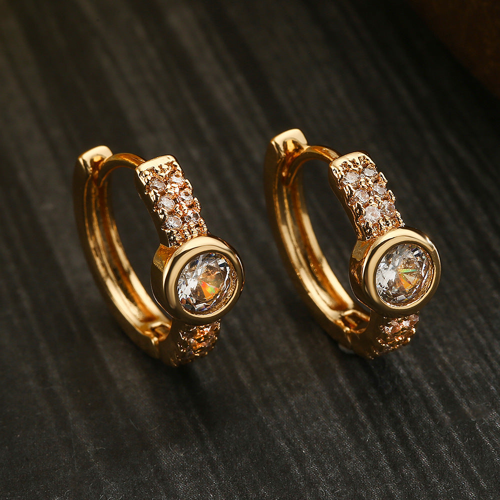 Wholesale Copper Plated Real Gold Zircon Earrings