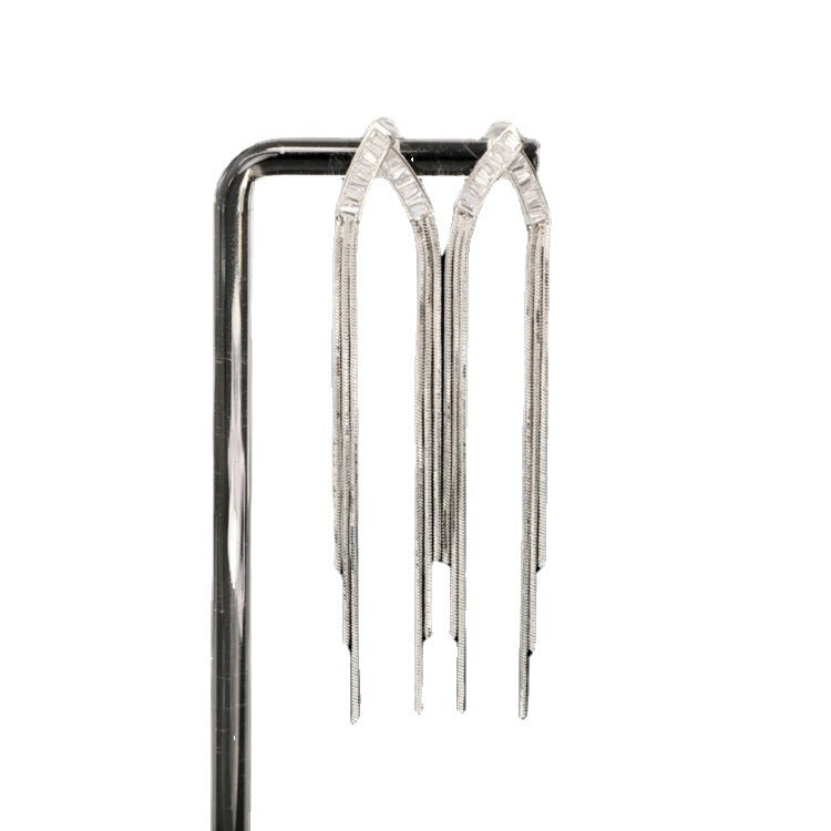 Wholesale Micro Inlaid Zircon Cross Tassel Copper Earrings