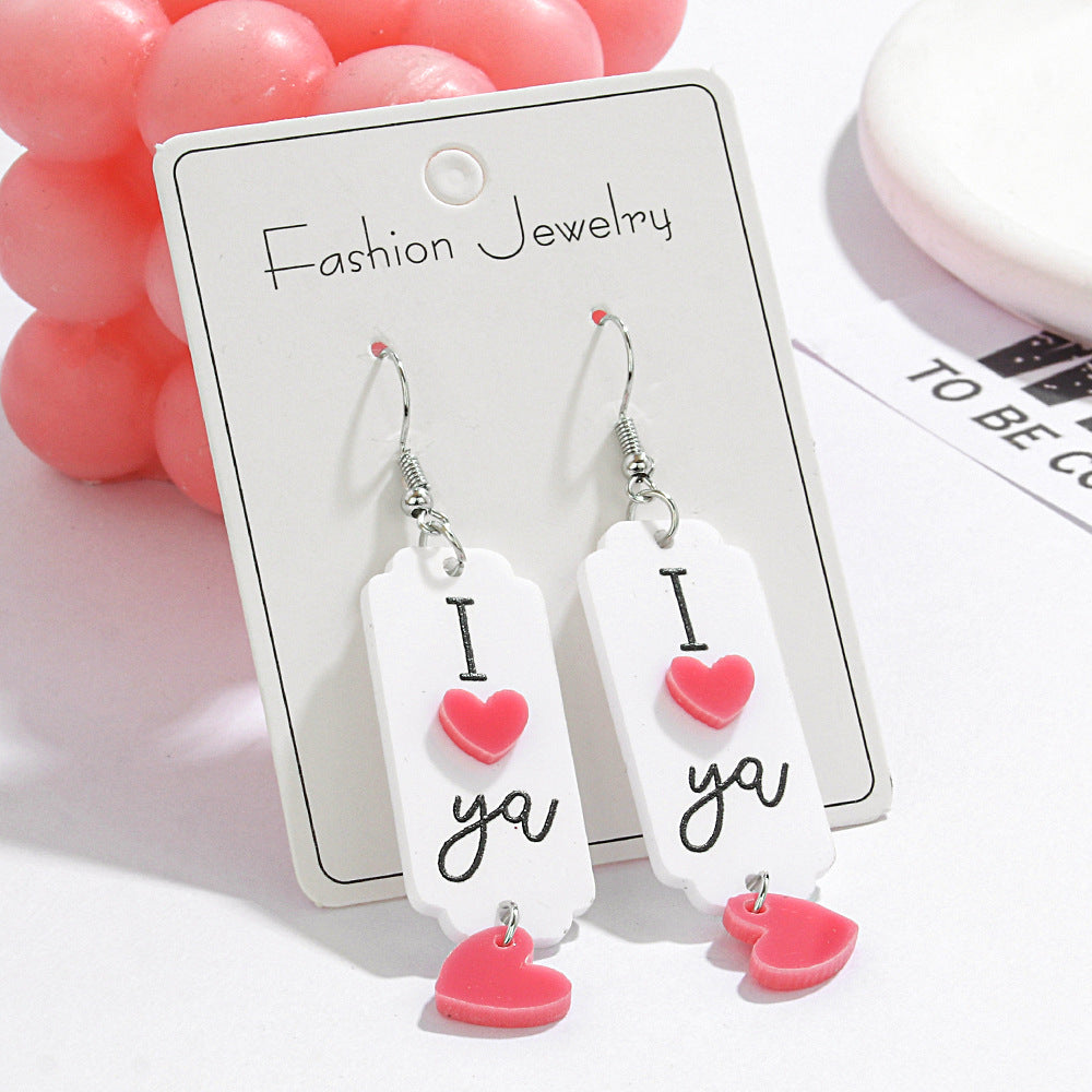 Wholesale new Valentine's Day earrings series English letters acrylic I love you love earrings