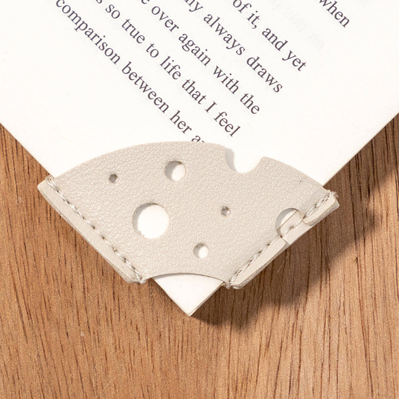 Wholesale Creative Leather Bookmark Cheese PU Leather Book Page Holder Solid Color Business Student Book Label