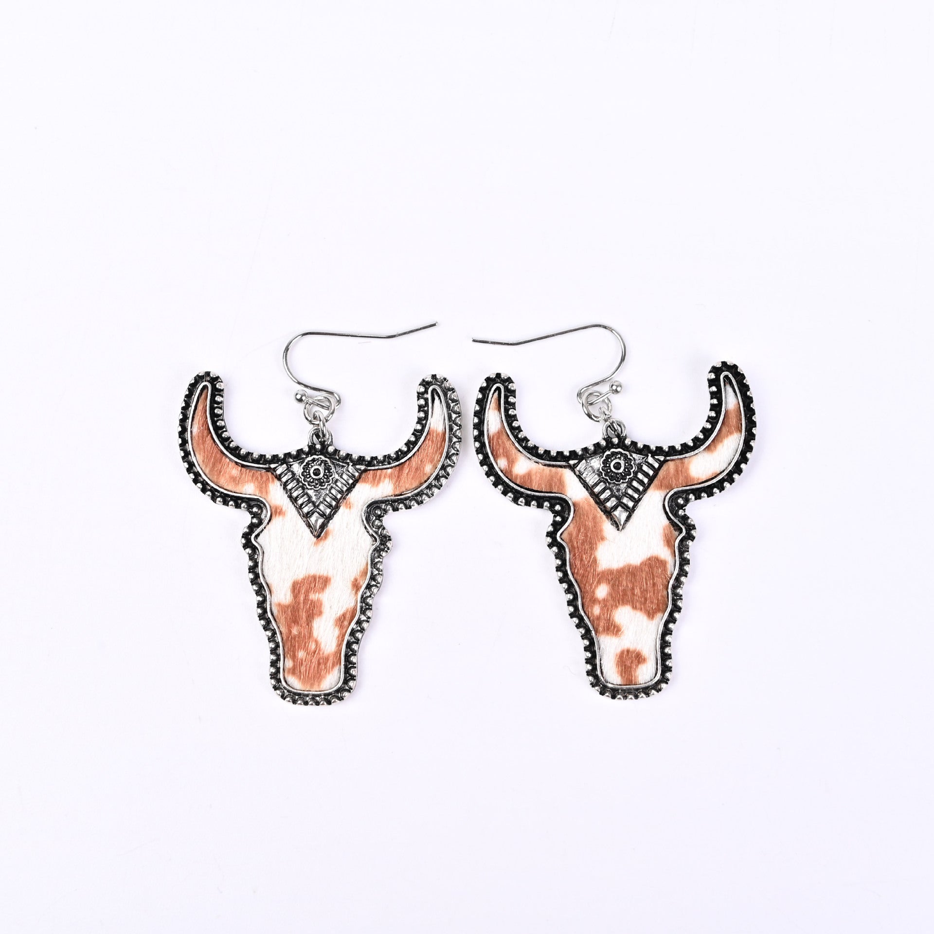 Wholesale Cowhead Western Denim Alloy Earrings