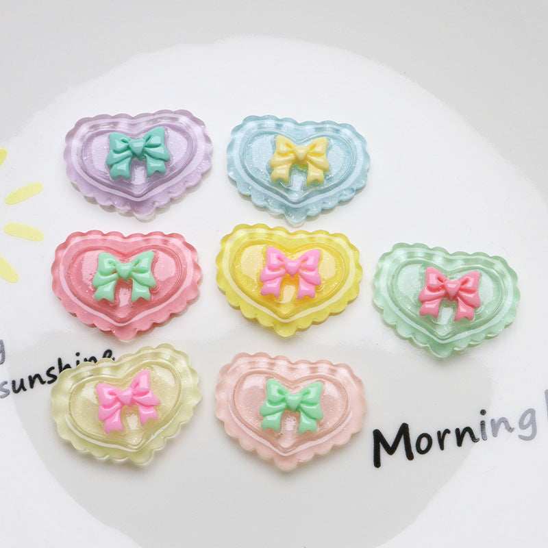 Wholesale 10pcs Pearlescent Love Resin Accessories DIY Cream Glue Handmade FlatBack