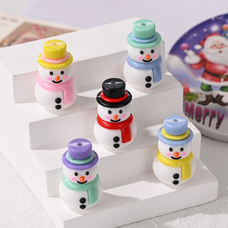 Wholesale 10pcs/pack Christmas snowman rubber beads  Christmas loose beads DIY