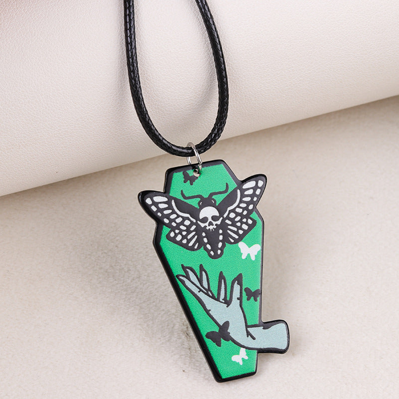 Wholesale Creative Skull Rose Acrylic Personalized Retro Fun Necklaces