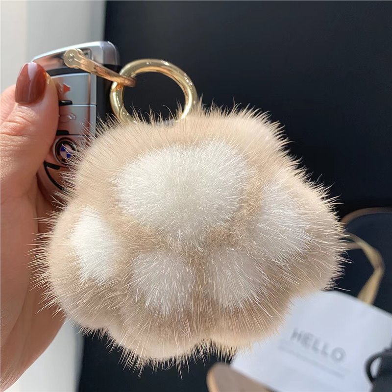 Wholesale 5pcs Paw Plush Pendant Cute Cat Keychain