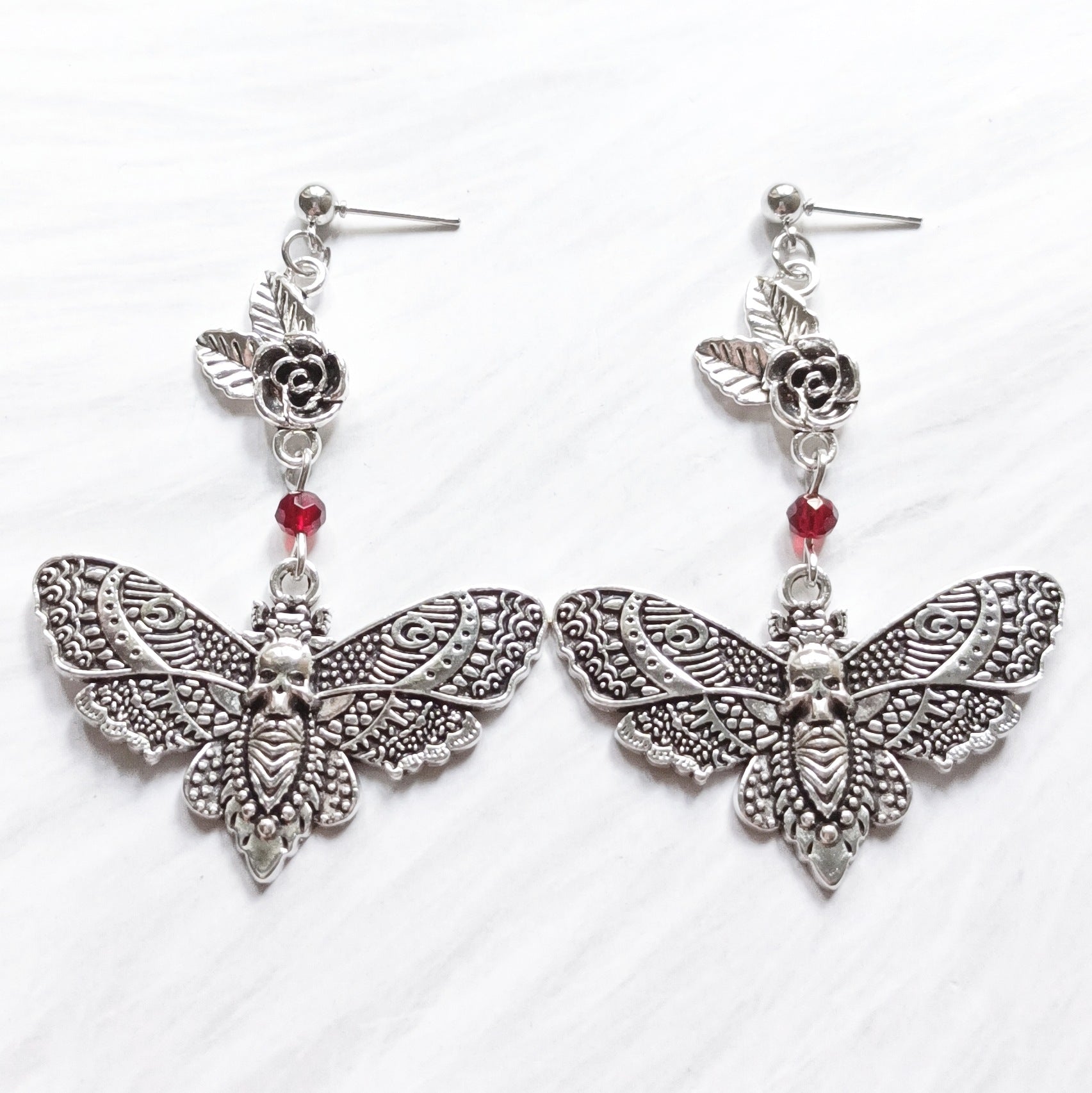 Wholesale Gothic Rose Moth Skull Earrings