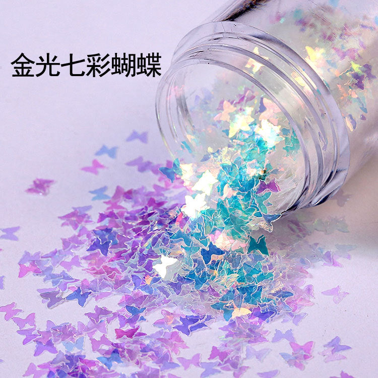 Wholesale Internet Celebrity Sparkling Laser Butterfly Nail Patch Phone Case Glitter Ring Powder Glitter Powder Drop Glue Glitter