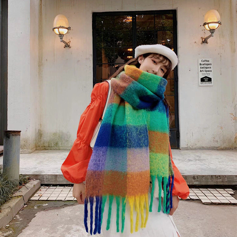 Wholesale Rainbow Autumn/Winter Long Thick Winter Versatile Colorful Scarf