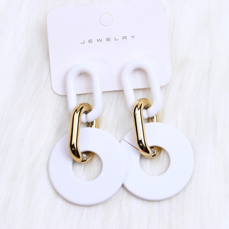 Wholesale Round Hollow Spray Painted Acrylic Earrings