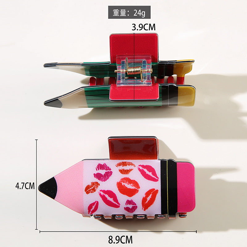 Wholesale PVC Pencil Claw Hair Clip Multi Color Cute Design Trendy Hair Accessory For Resale