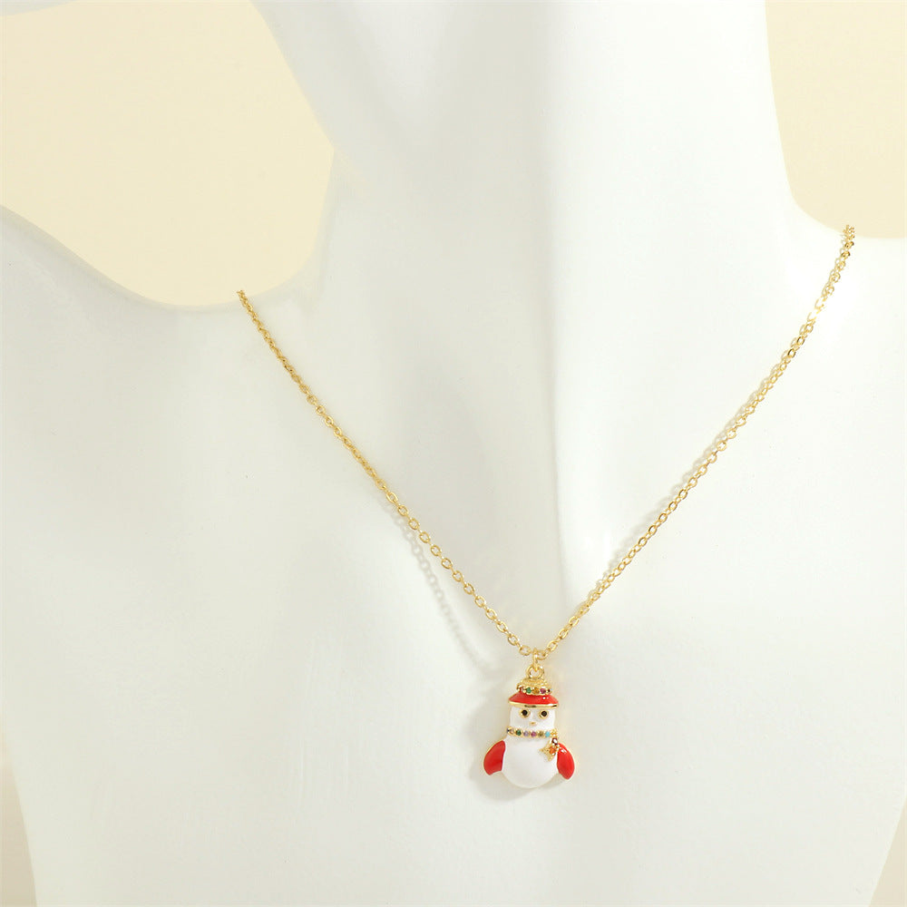 Wholesale European and American Christmas Series Micro-Inlaid Oil Drop Pendant Necklace