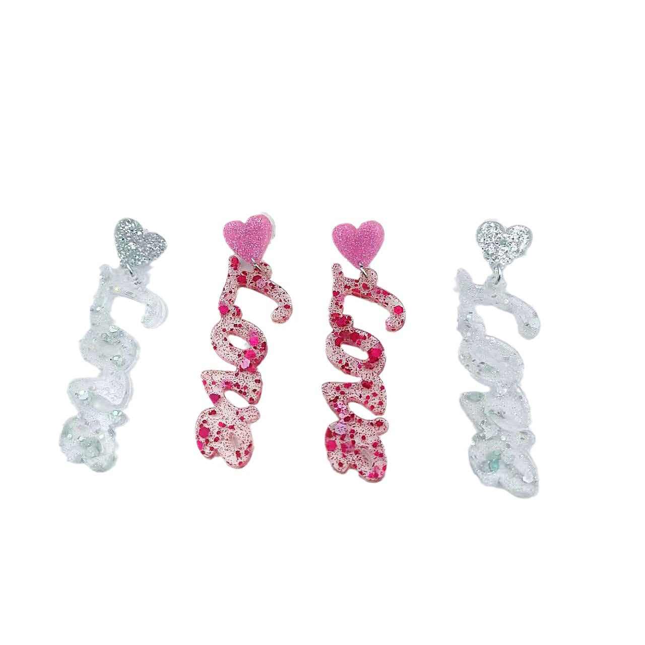Wholesale  Shiny Love Acrylic And Shiny Stud  Valentine' s Day Earrings