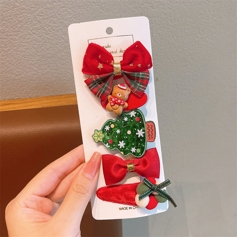 Wholesale Children's Red Bow Christmas Snowman Holiday Dress Up Hair Clips