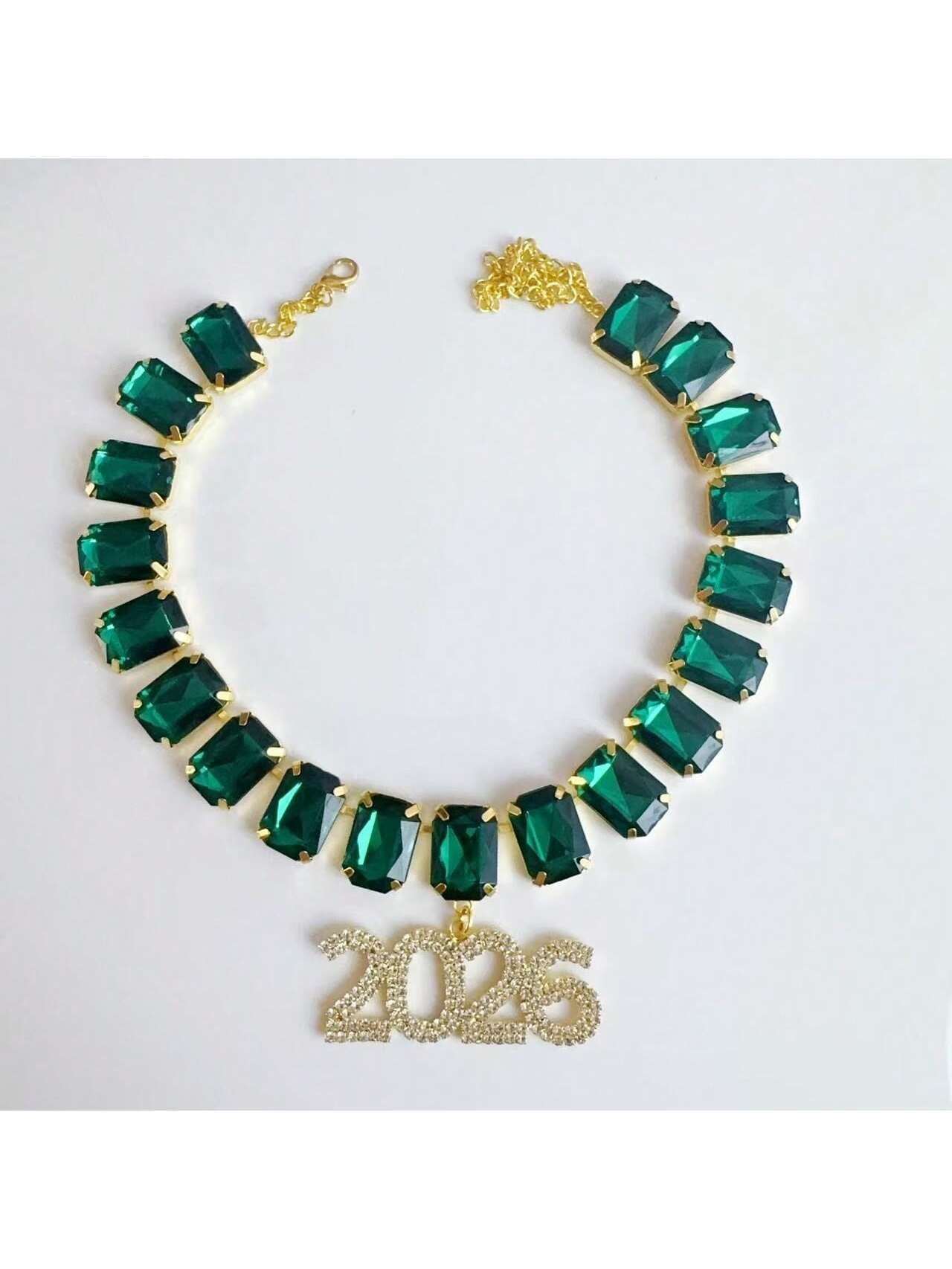 Wholesale 2026 letter full diamond geometric square Necklace