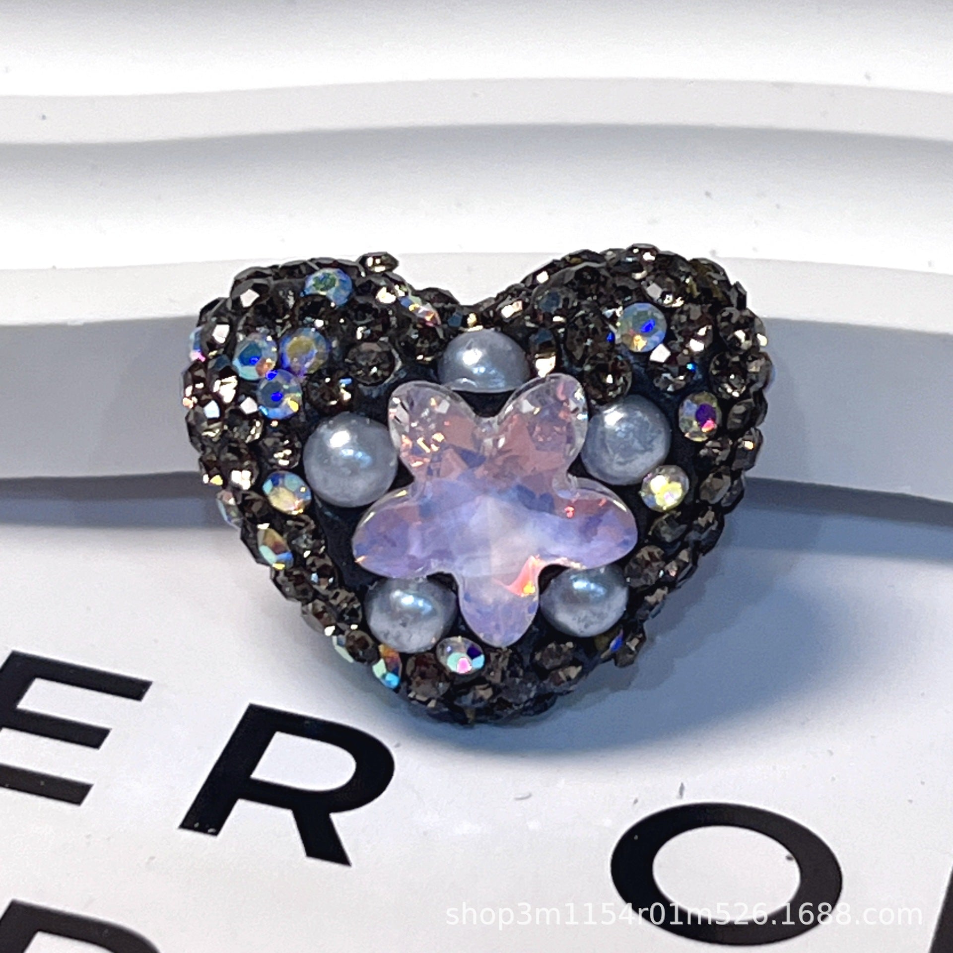 Wholesale 10pcs Double sided diamond inlaid colored soft ceramic straight hole beads