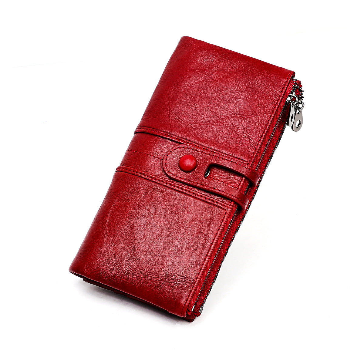 Wholesale Genuine leather tri-fold multifunctional long coin purse