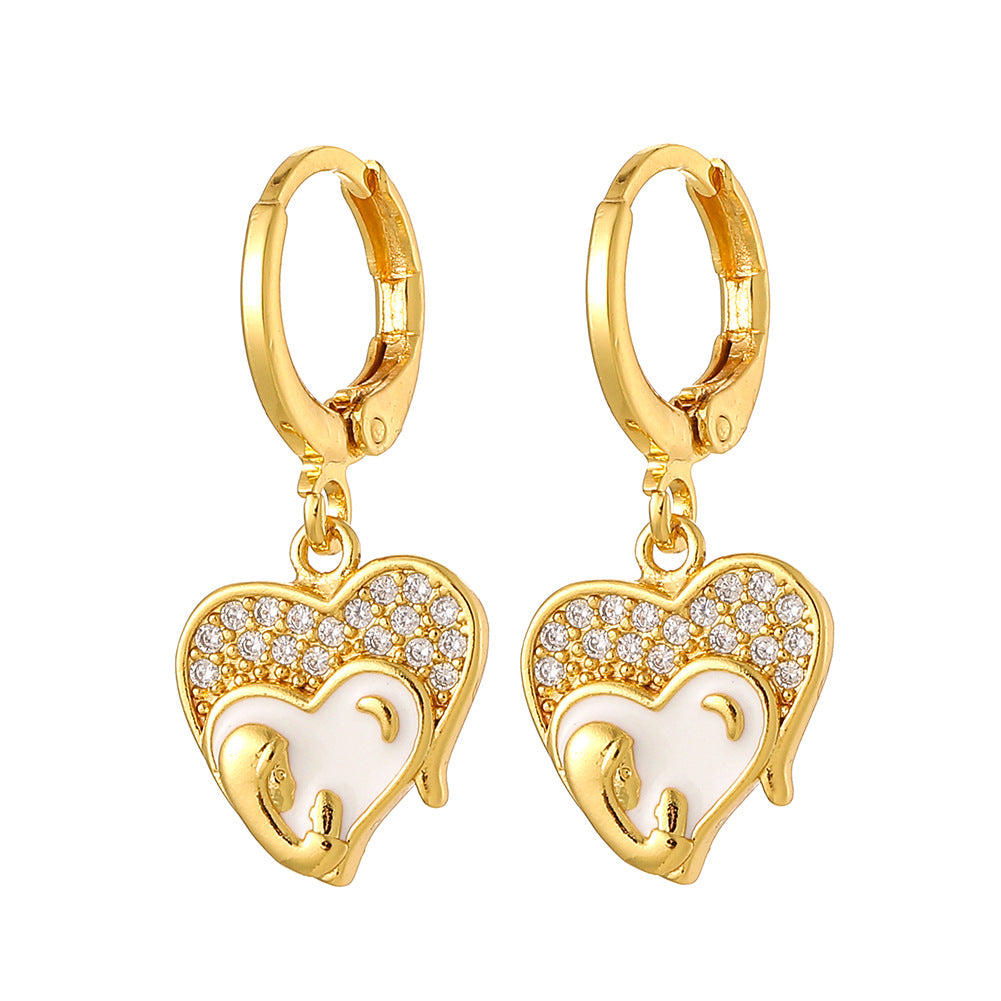 Wholesale Religious Drip Oil Virgin Mary Earrings