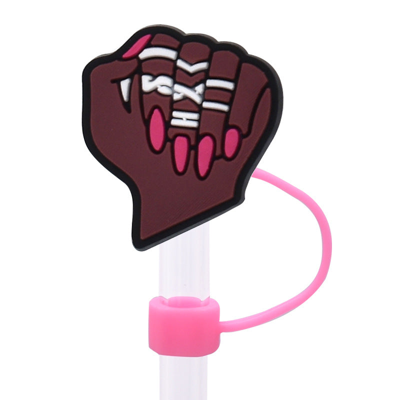 Wholesale Random 100pcs/pack Cute girl dust plug straw hat Straw Tube Cap