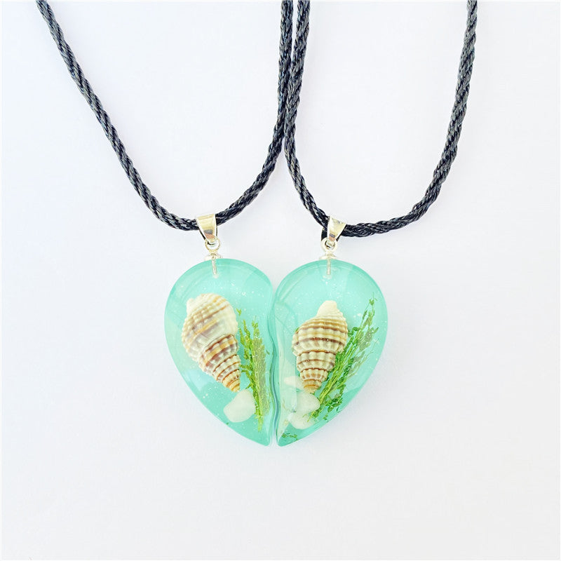 Wholesale 6pcs Creative Real Starfish Conch Pendant Necklace