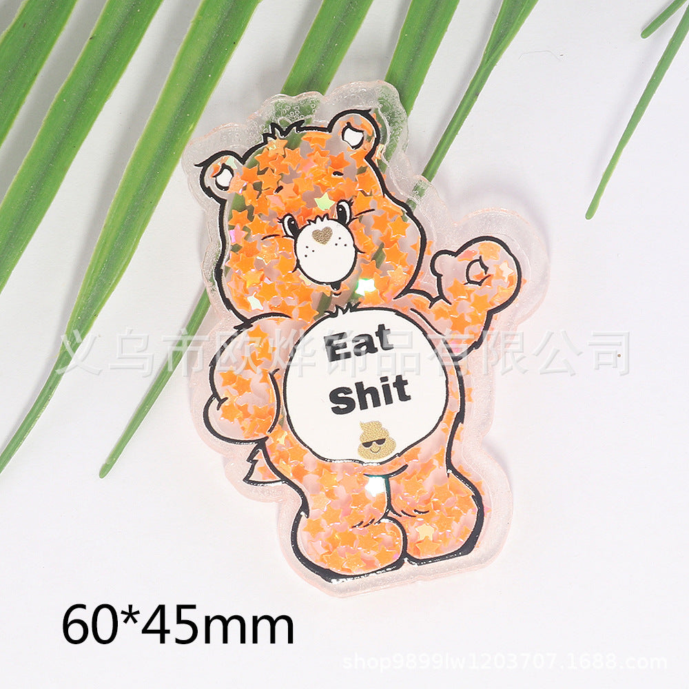 Wholesale 10pcs/pack cartoon quicksand bear bag  acrylic pin DIY patch OLY Exclusive